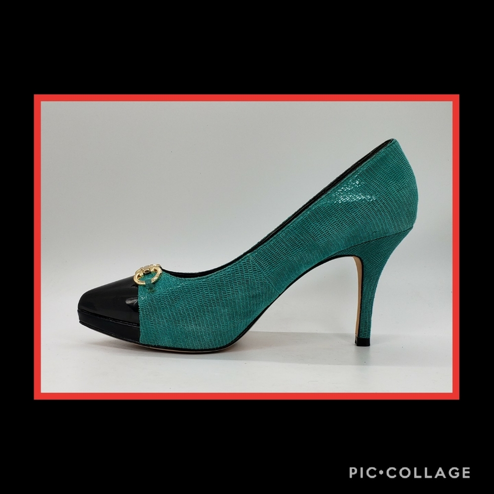 WHBM Teal & Black Heels Size 7 - Picture 4 of 8